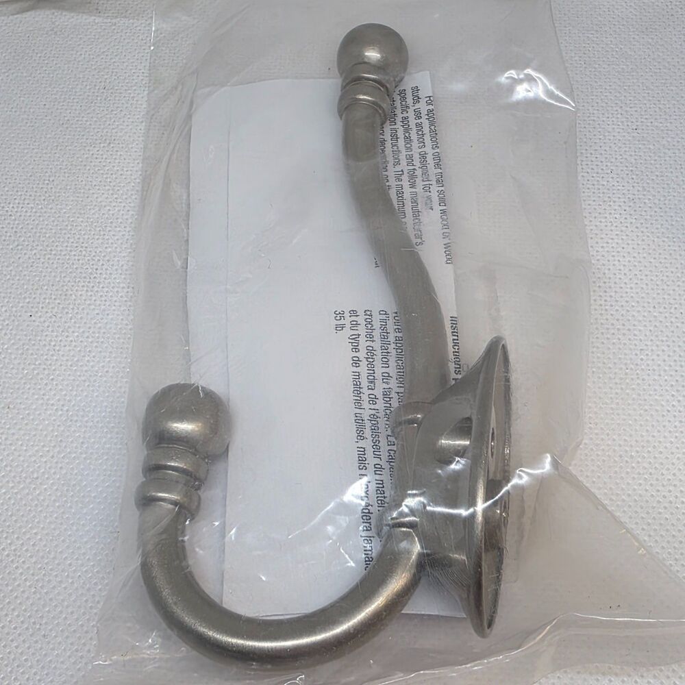 Brainerd Traditional Decorative Ball End Coat & Hat Hook Satin Nickel Lot of 3